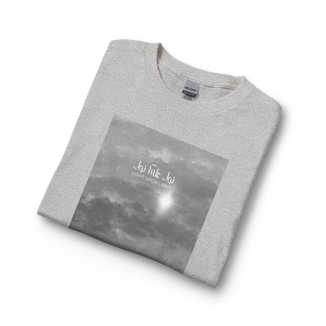 100% Cotton Unisex Long Sleeve Arabic Calligraphy Graphic Tee - "نور على نور" (Light upon Light)