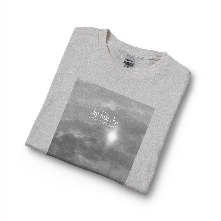 100% Cotton Unisex Long Sleeve Arabic Calligraphy Graphic Tee - "نور على نور" (Light upon Light)