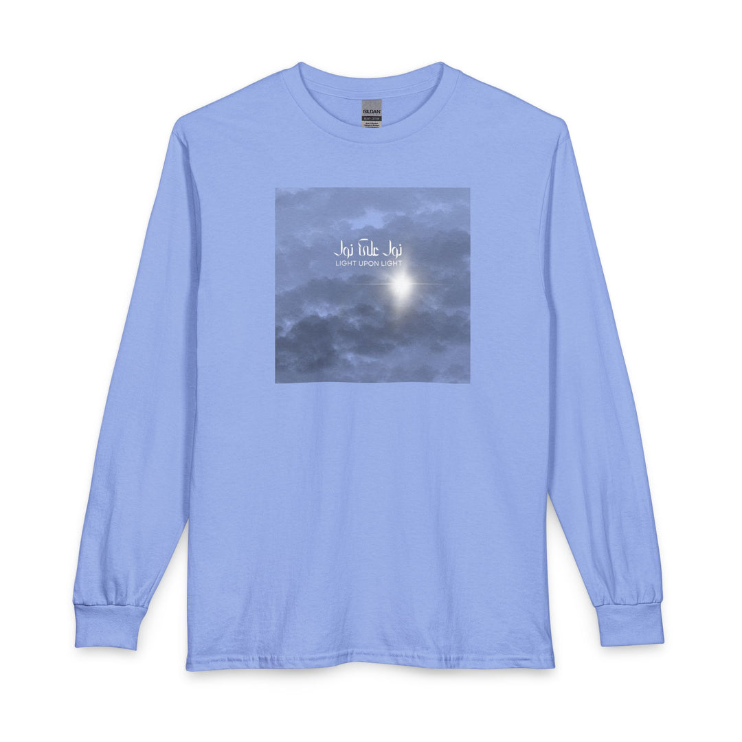 100% Cotton Unisex Long Sleeve Arabic Calligraphy Graphic Tee - "نور على نور" (Light upon Light)