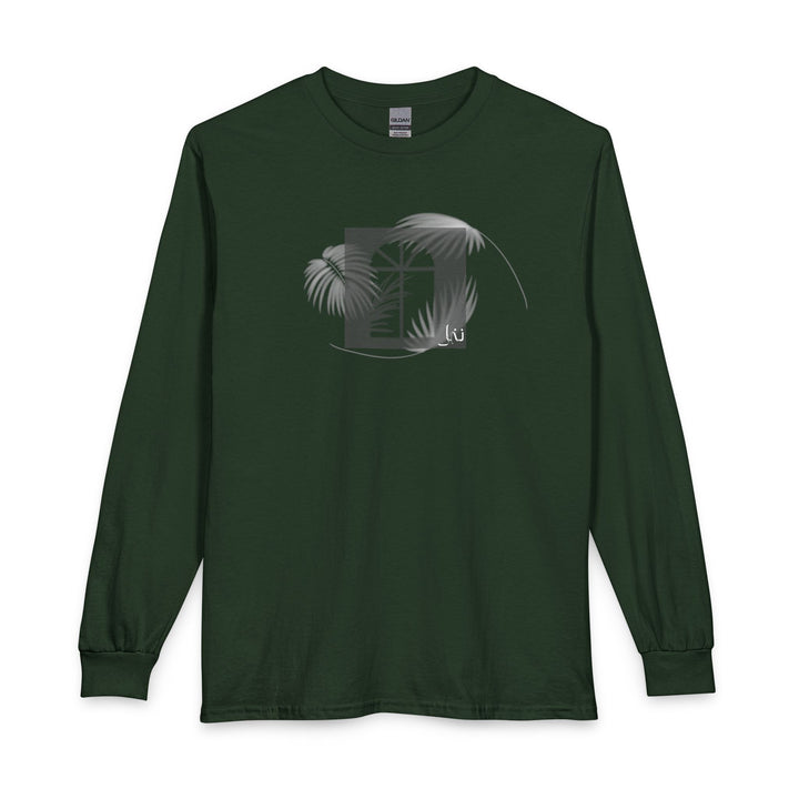 100% Cotton Unisex Long Sleeve Arabic Calligraphy Graphic Tee - "نخل" (Palm)