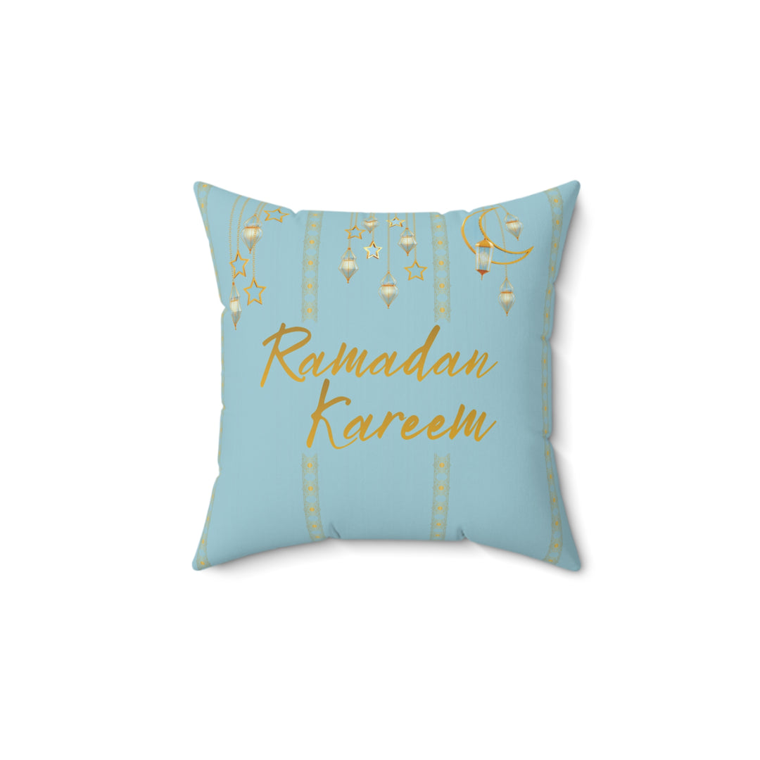 Ramadan Kareem/ Eid Mubarak Reversible Pillow - Blue and Gold Lanterns