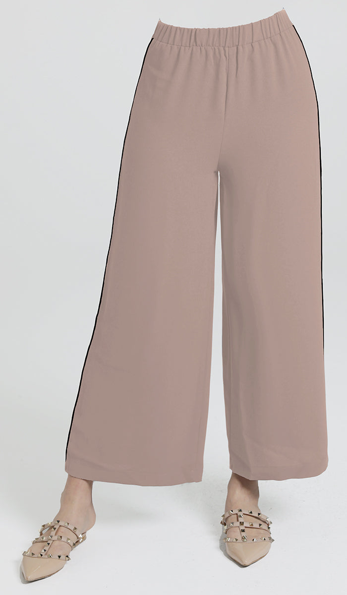 Abiyya Dressy Beige and Black Wide Leg Pants | Modest pants