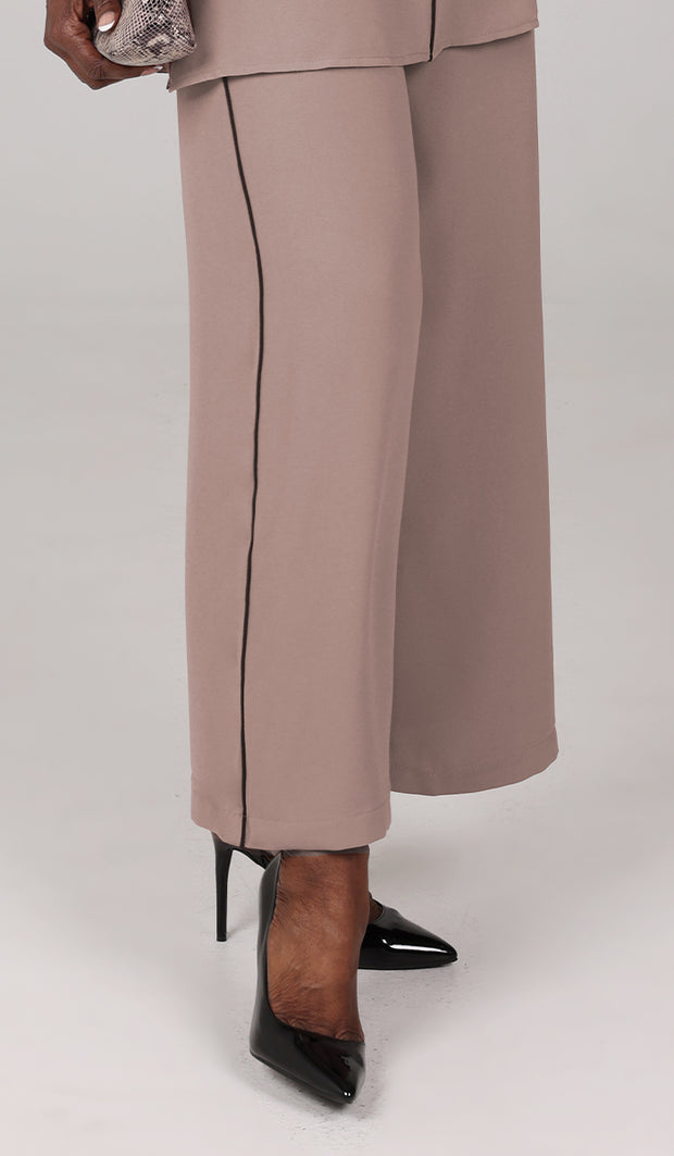 Abiyya Dressy Wide Leg Pants - Cafe/Black