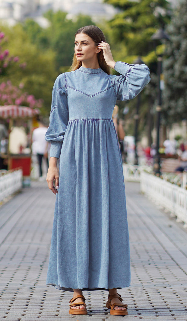 Robe longue et douce Ala Modest - Denim