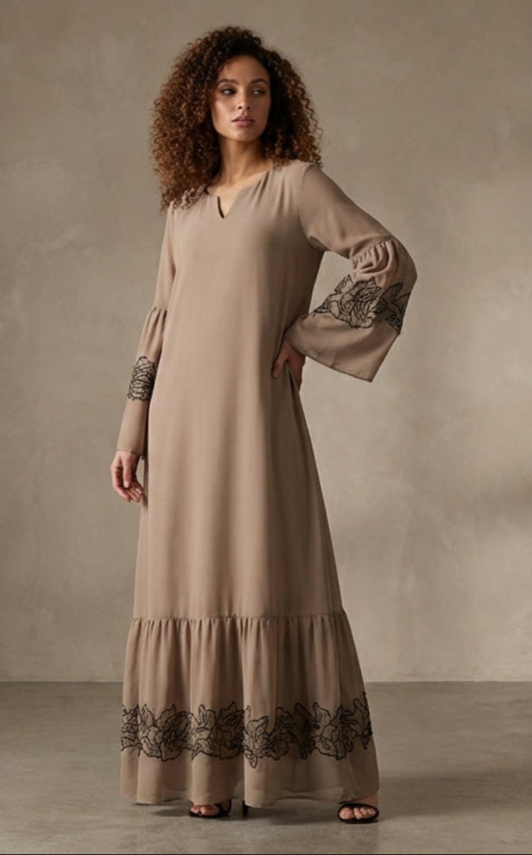 modest dress brown Clara Chocolate Brown Keyhole Twist Front Maxi Dress main image 1