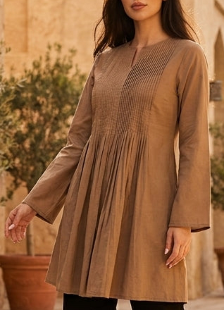 Asman Everyday Cotton Modest Tunic - Mocha | Muslim Clothing