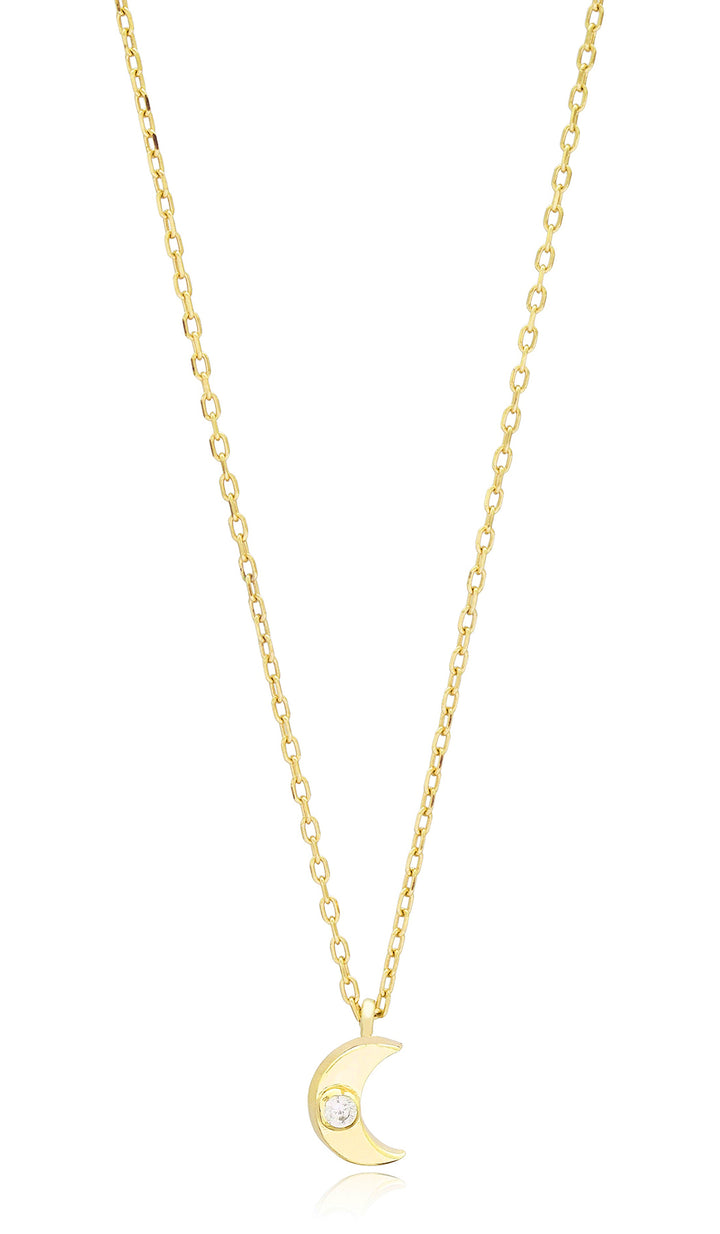 Ava Minimalist Sterling Silver Crescent Moon Necklace - Gold
