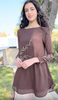 Baraka Gold Embroidered Formal Long Modest Tunic - Cocoa