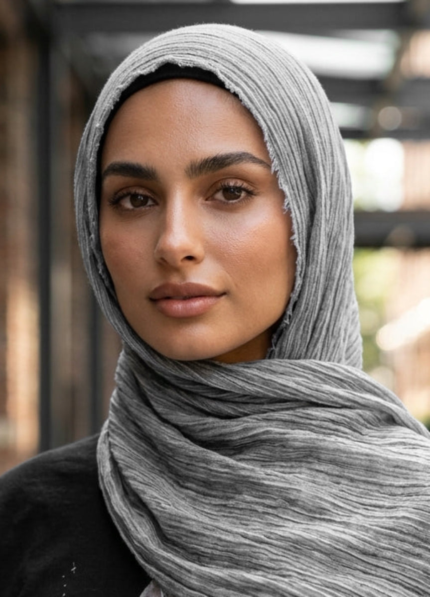 Celebrity Lightweight Cotton/Linen Non-Slip Extra Large Wrap Hijab - Silver Mist