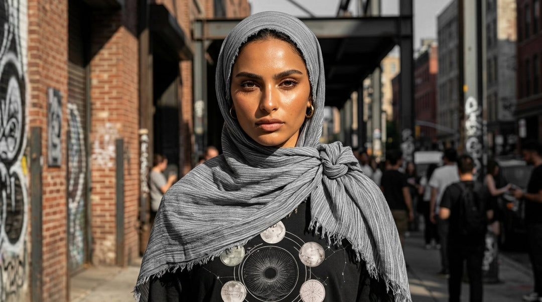 Celebrity Lightweight Cotton/Linen Non-Slip Extra Large Wrap Hijab - Silver Mist