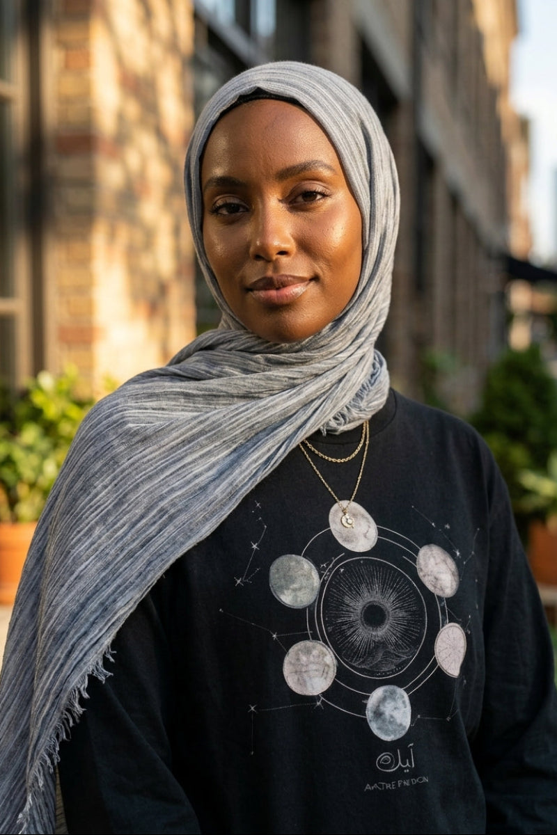 Celebrity Lightweight Cotton/Linen Non-Slip Extra Large Wrap Hijab - Silver Mist