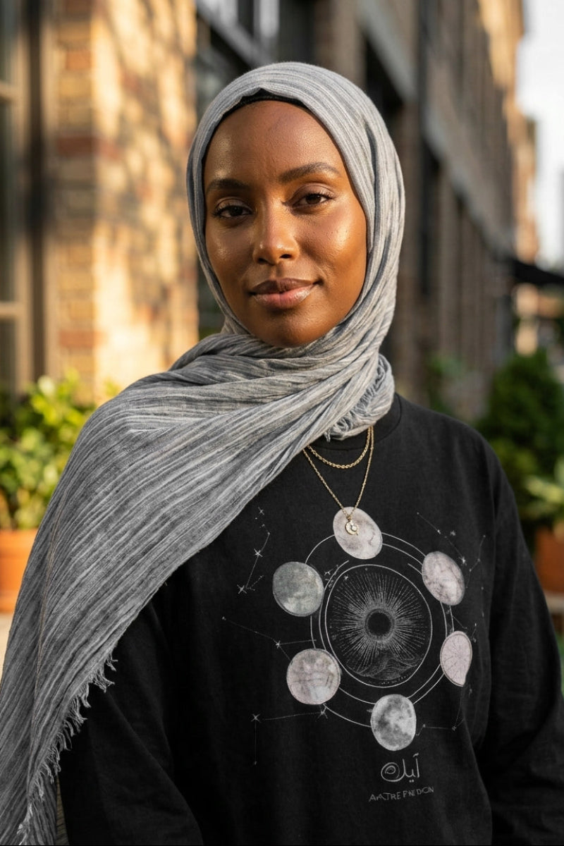 Celebrity Lightweight Cotton/Linen Non-Slip Extra Large Wrap Hijab - Silver Mist