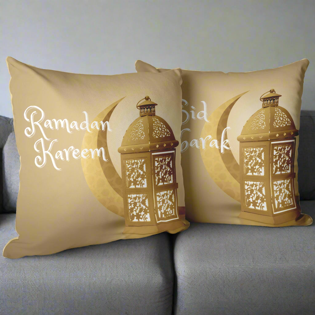 Ramadan Kareem / Eid Mubarak Reversible Pillow - Crescent & Lantern