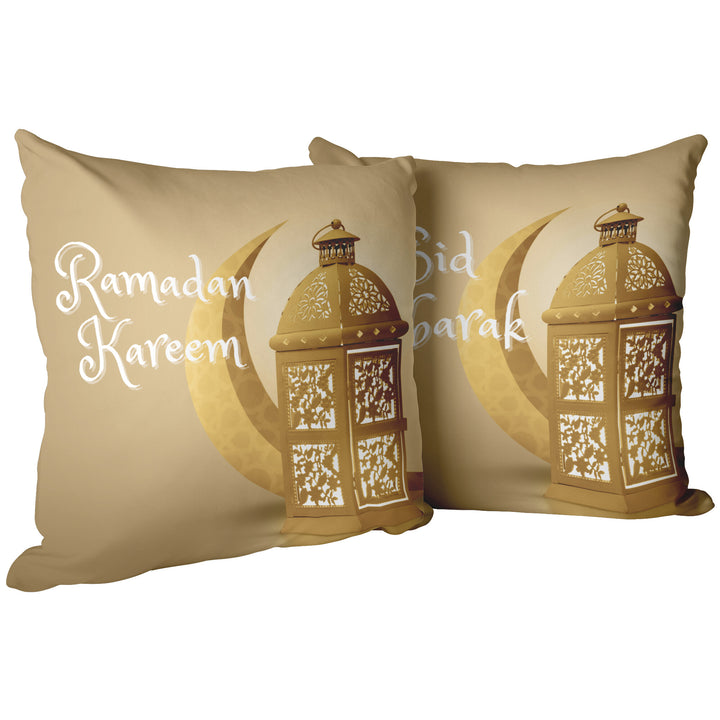Ramadan Kareem / Eid Mubarak Reversible Pillow - Crescent & Lantern