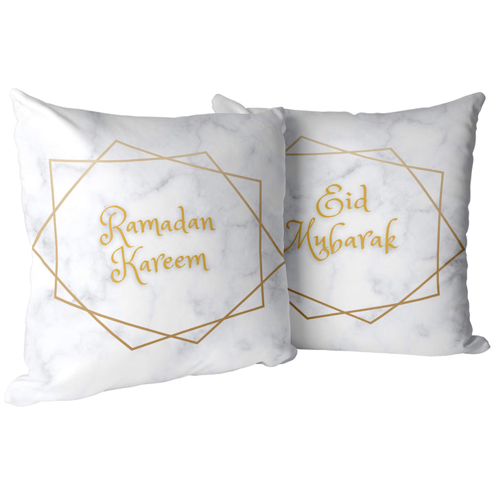 Marble Print Ramadan Kareem / Eid Mubarak Reversible Pillow