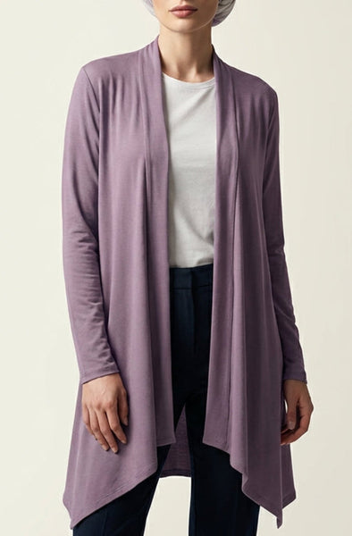 Elva Essential Light Long Open-Front Cardigan - Dusty Mauve