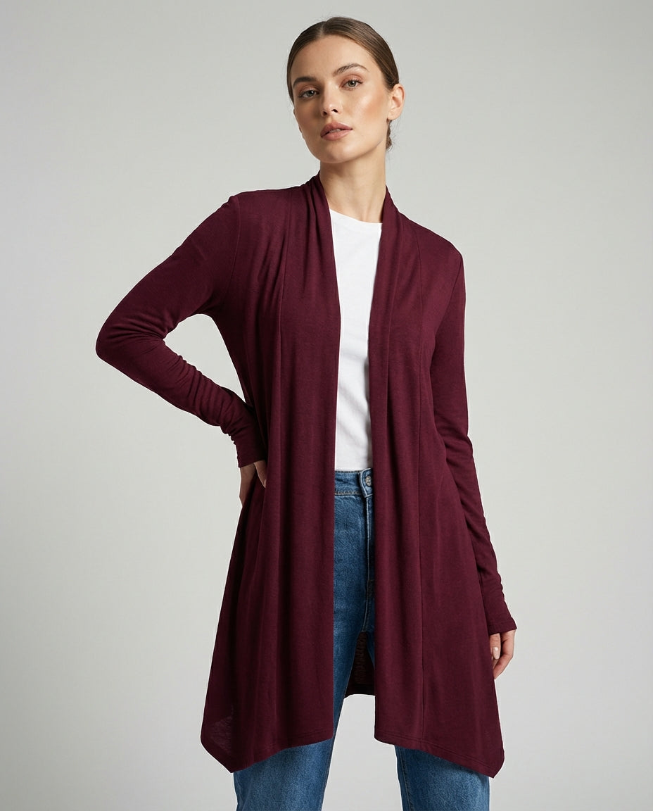 Elva Essential Light Longline Open-Front Cardigan - Orchid