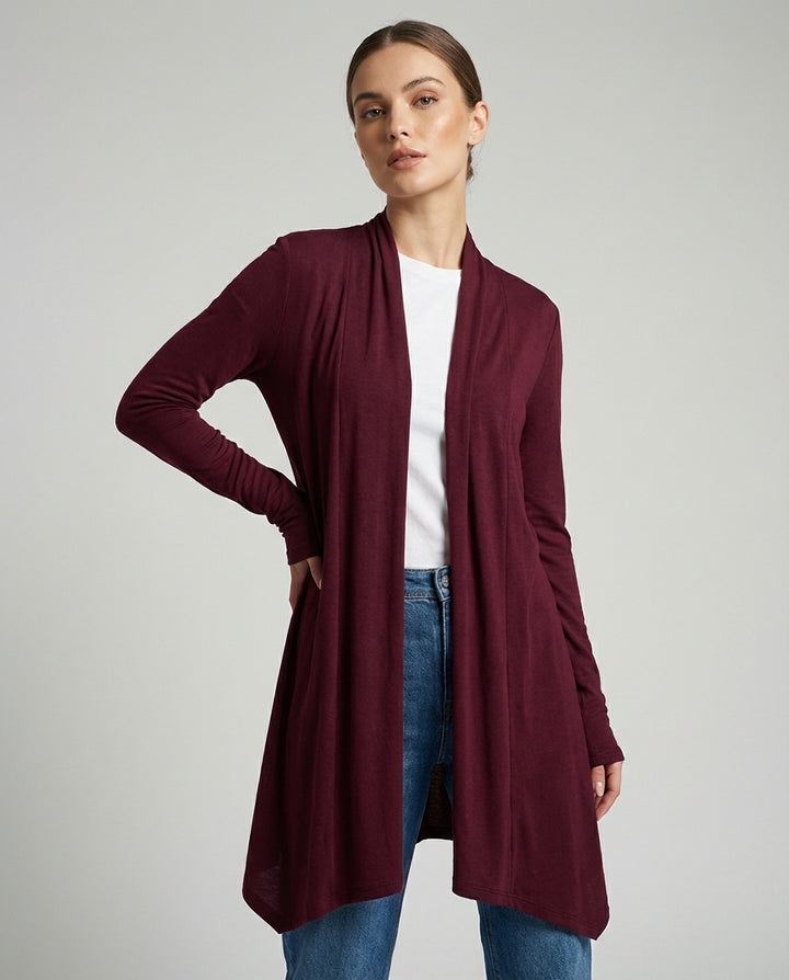 Elva Essential Light Longline Open-Front Cardigan - Orchid