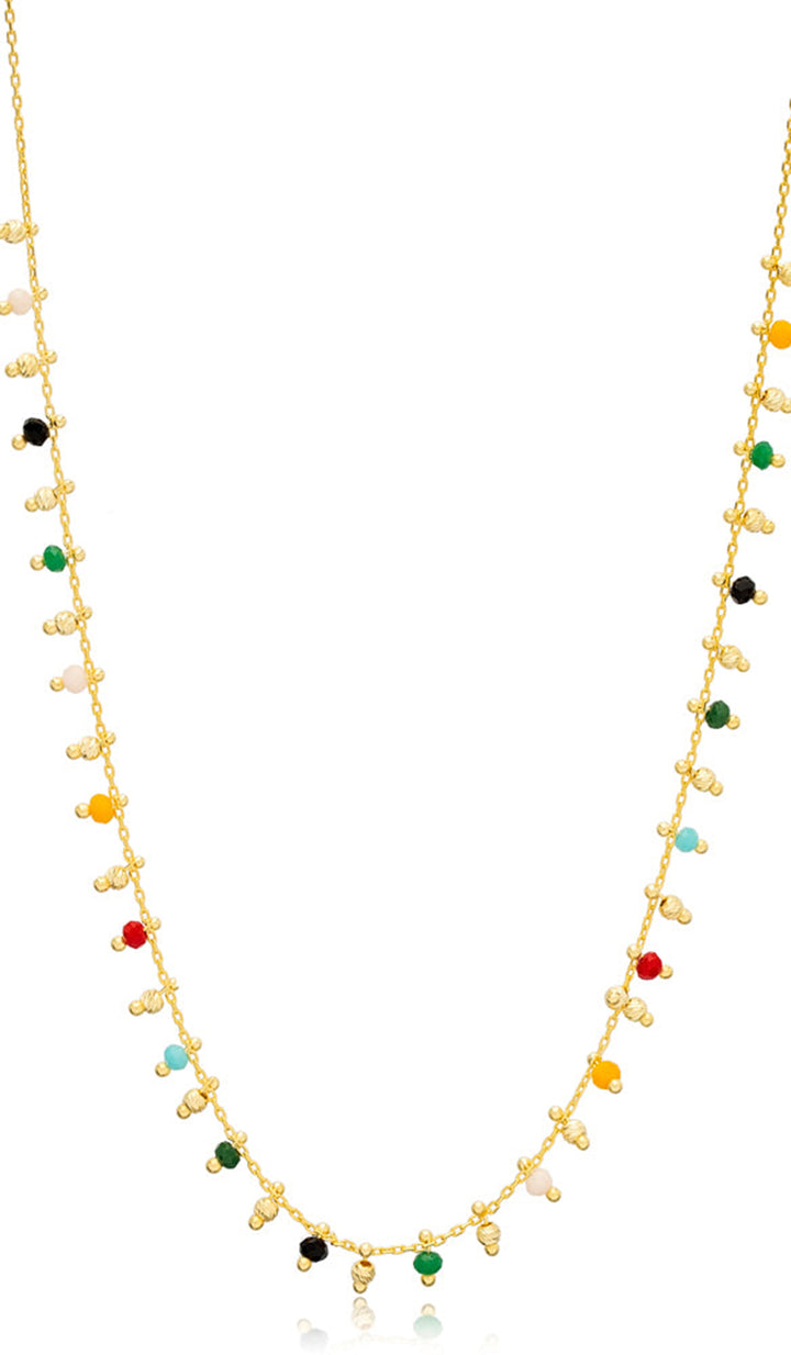 Fiza Dainty Gold plated Sterling Silver Multicolor Necklace