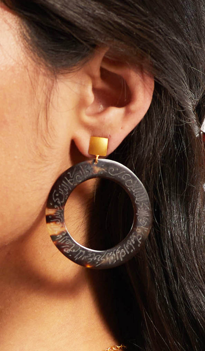 Gold plated Sterling Silver Hand Engraved Evil Eye Earrings