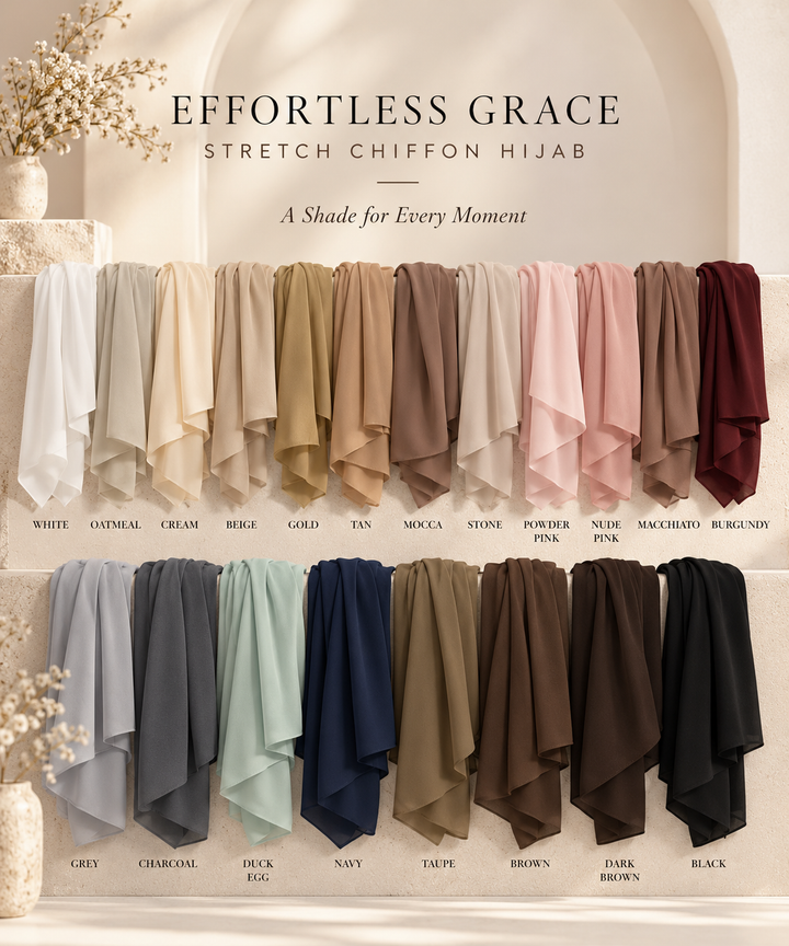 Grace Everyday Essential Stretch Chiffon Hijab - Black