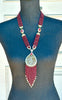 Long Turkish Tughra Tassel Necklace - Ruby Red