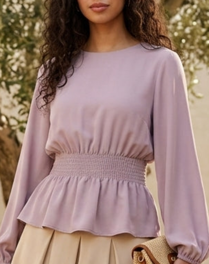 Lulu Modest Essential Dusty Rose Peplum Blouse | Muslim Clothing