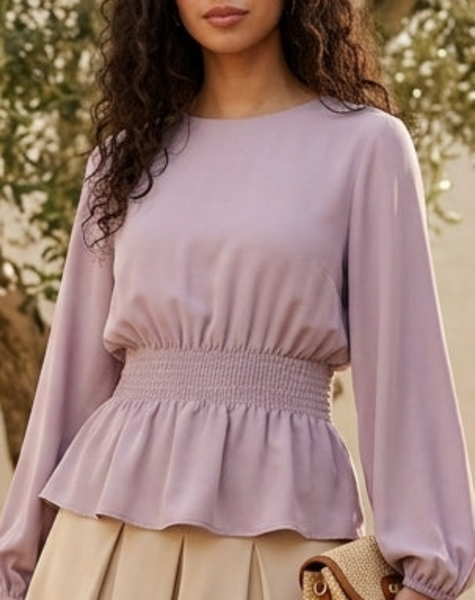 Lulu Modest Essential Dusty Rose Peplum Blouse | Muslim Clothing