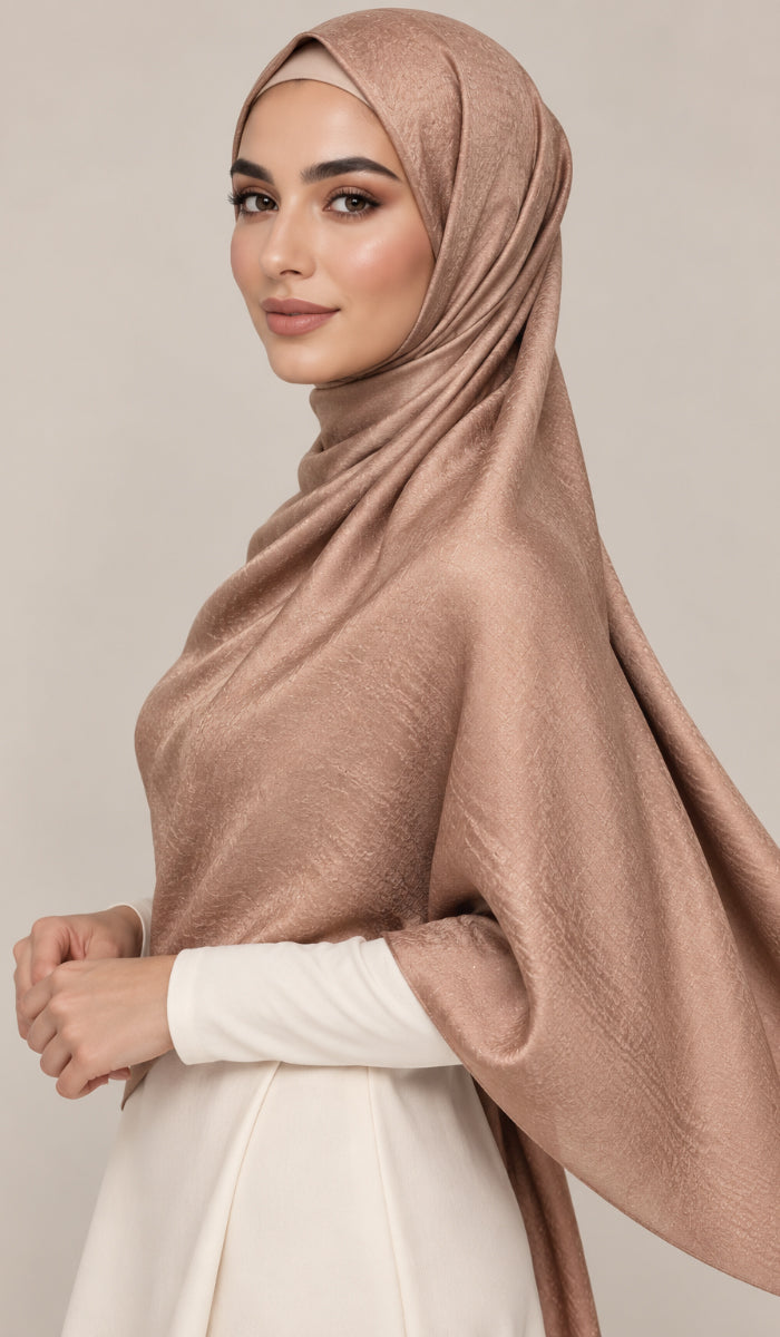 Lumiere Satin Crinkle Wrap Hijab - Toffee
