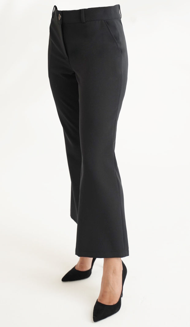 Pantalon habillé évasé extensible Lyla - Noir