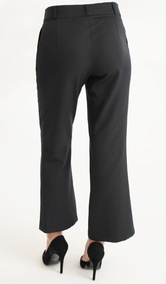 Pantalon habillé évasé extensible Lyla - Noir