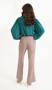 Lyla Tailored Stretch Flared Dress Pants - Taupe