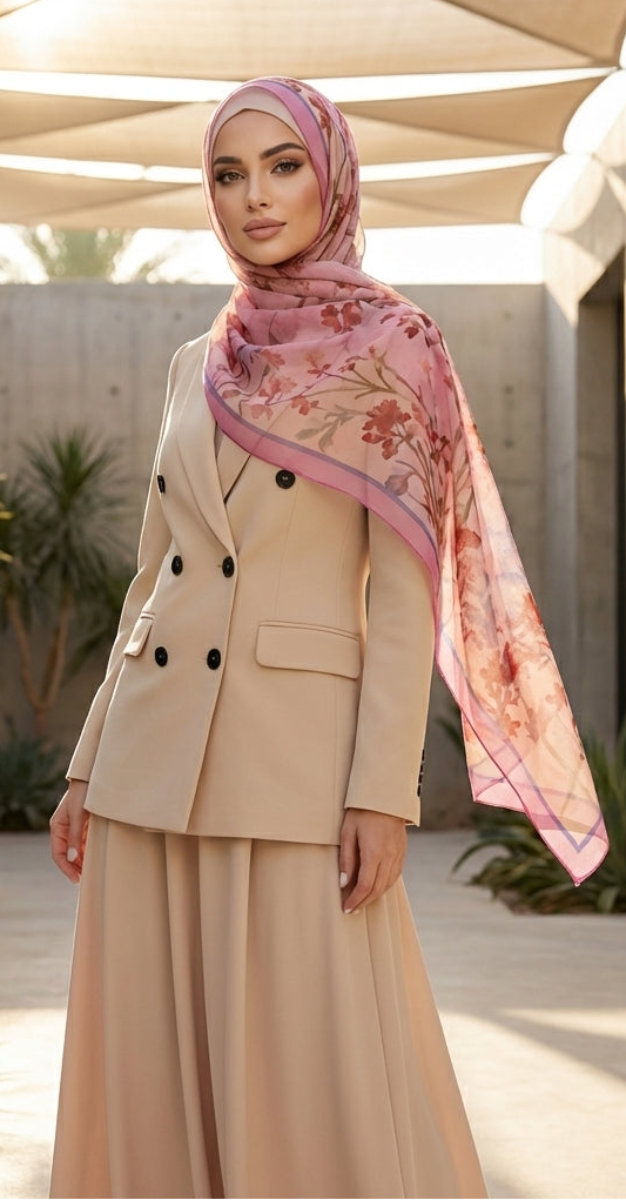 Lyla Long Comfy Blazer Jacket- Vanilla | Modest Islamic Clothing
