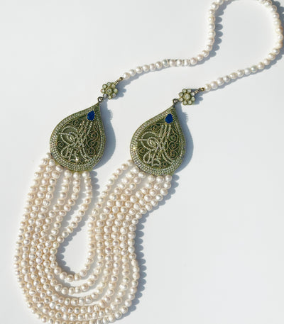 Malika Artisan Necklace - Freshwater Pearl / Blue - FINAL SALE