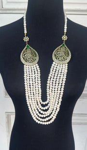 Malika Artisan Necklace - Freshwater Pearl / Green - FINAL SALE