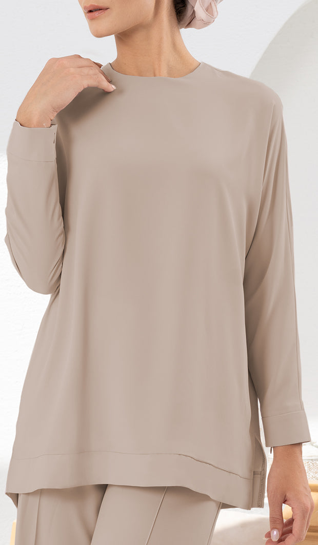 Marvi Loose Dolman Sleeve Shirt - Latte