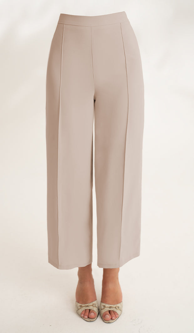 Pantalon ample extensible à jambe large Marvi - Latte 