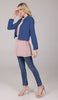 Mia Crop Zipper Front Suit Jacket - Indigo