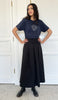 Mia Pleated Long Maxi Skirt - Black