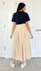 Mia Pleated Long Maxi Skirt - Khaki