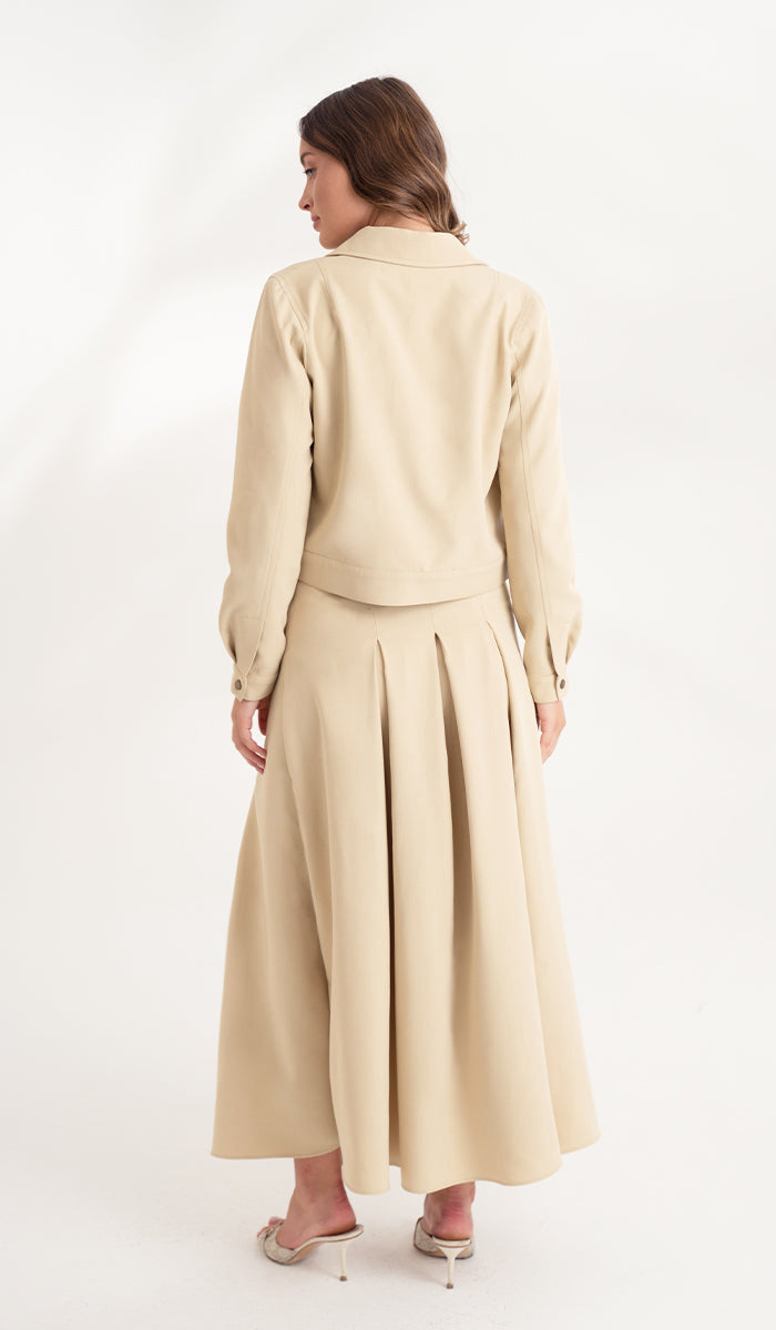 Mia Pleated Flowy Long Maxi Skirt - Khaki - FINAL SALE