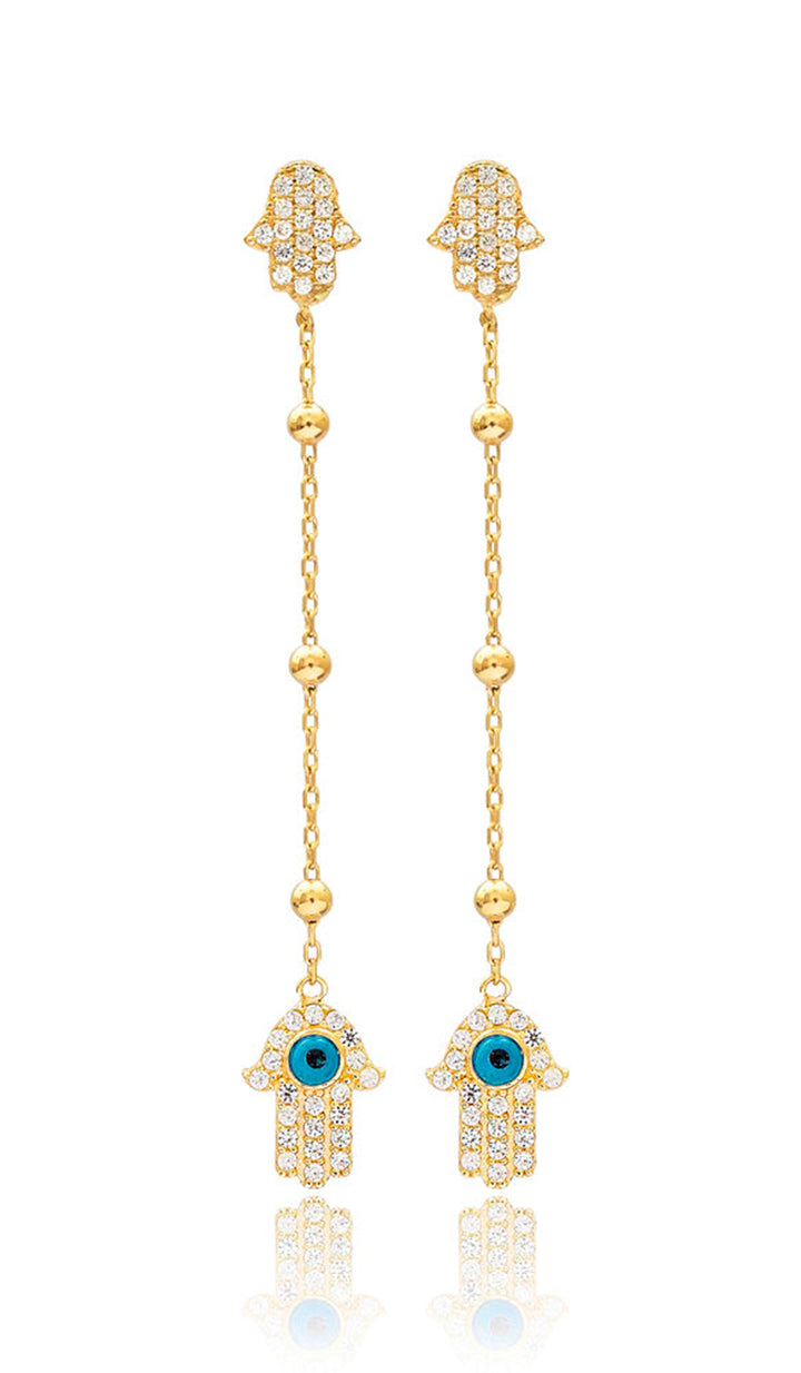 Boucles d'oreilles Khamsa en argent sterling Miri - Or