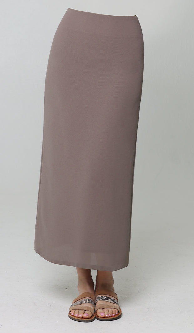 Moda Essential Long Maxi Pencil Skirt - Mocha