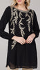 Nawal Gold Embroidered Long Modest Tunic - Black