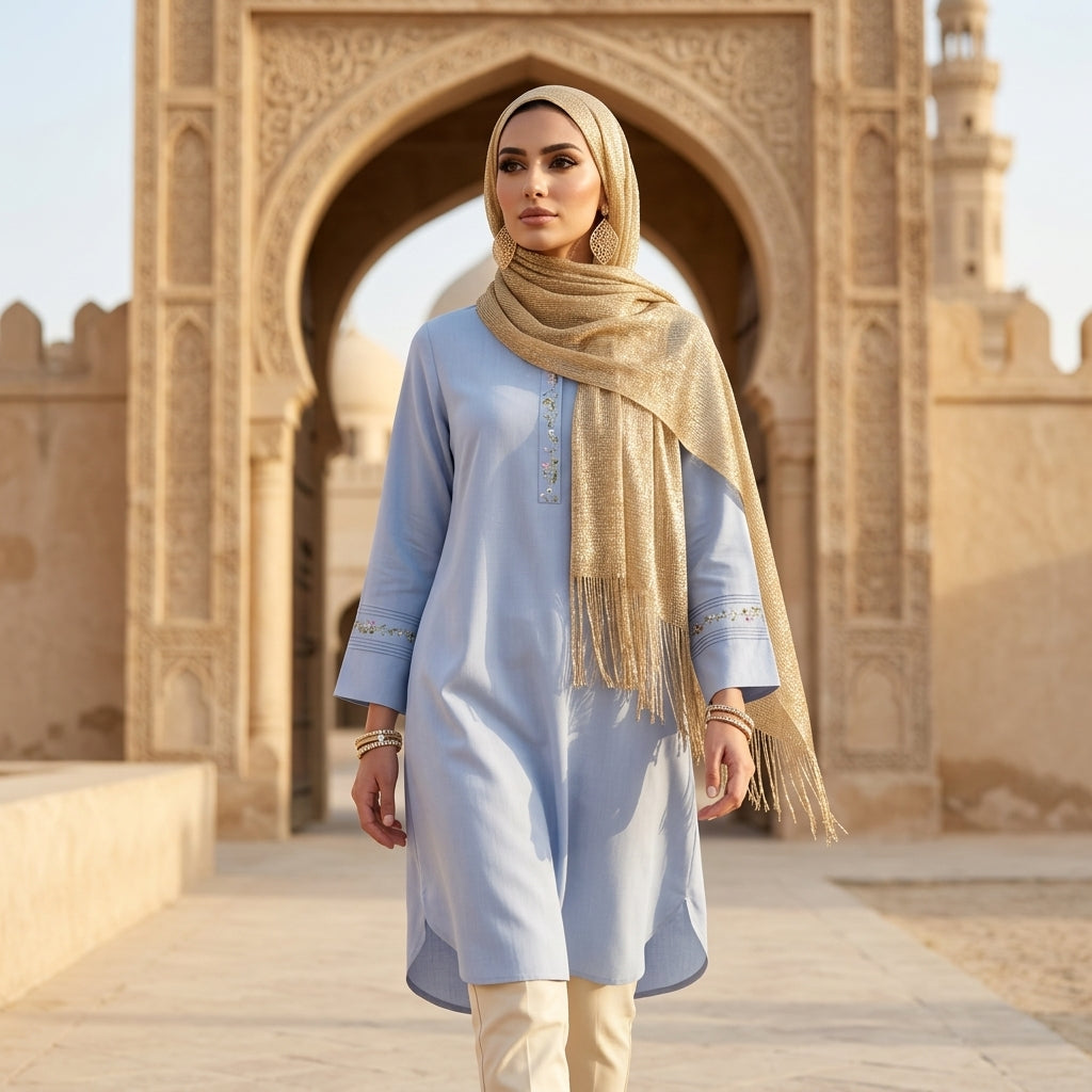 Tunique longue et modeste de tous les jours Parisa Mostly Cotton - Charbon - PRÉCOMMANDE (expédiée dans 2 semaines)