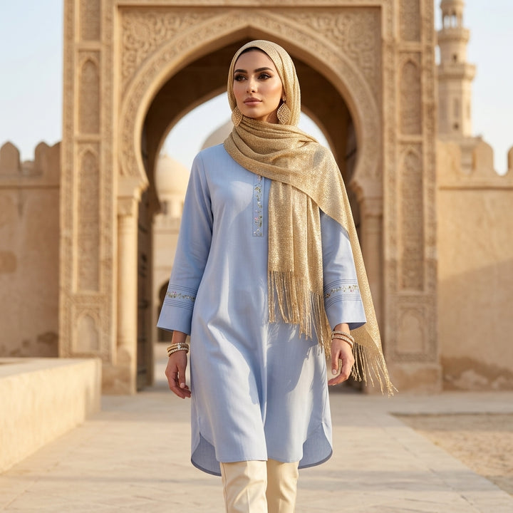 Tunique longue et modeste de tous les jours Parisa Mostly Cotton - Charbon - PRÉCOMMANDE (expédiée dans 2 semaines)