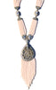 Long Turkish Tughra Tassel Necklace - Blush Pink