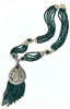 Long Turkish Tughra Tassel Necklace - Emerald Green