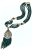 Long collier turc à pampilles Tughra - Vert émeraude