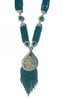 Long Turkish Tughra Tassel Necklace - Emerald Green